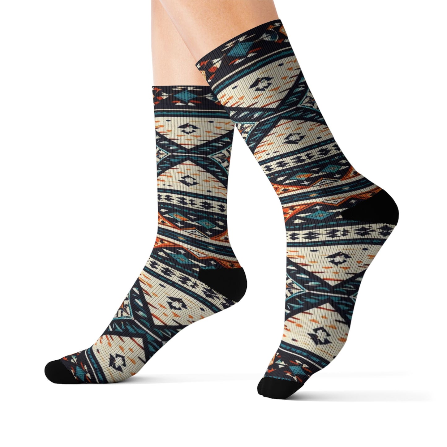 Southwestern Aztec Pattern Socks | Tribal Geometric Sublimation Socks