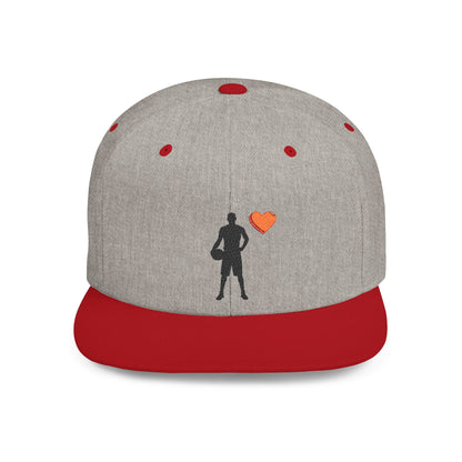 Sporty Love Flat Bill Snapback Hat – Adjustable Cap for Athletes, Casual Wear, Gifts for Sports Fans, Basketball Enthusiasts, Unique - TRV