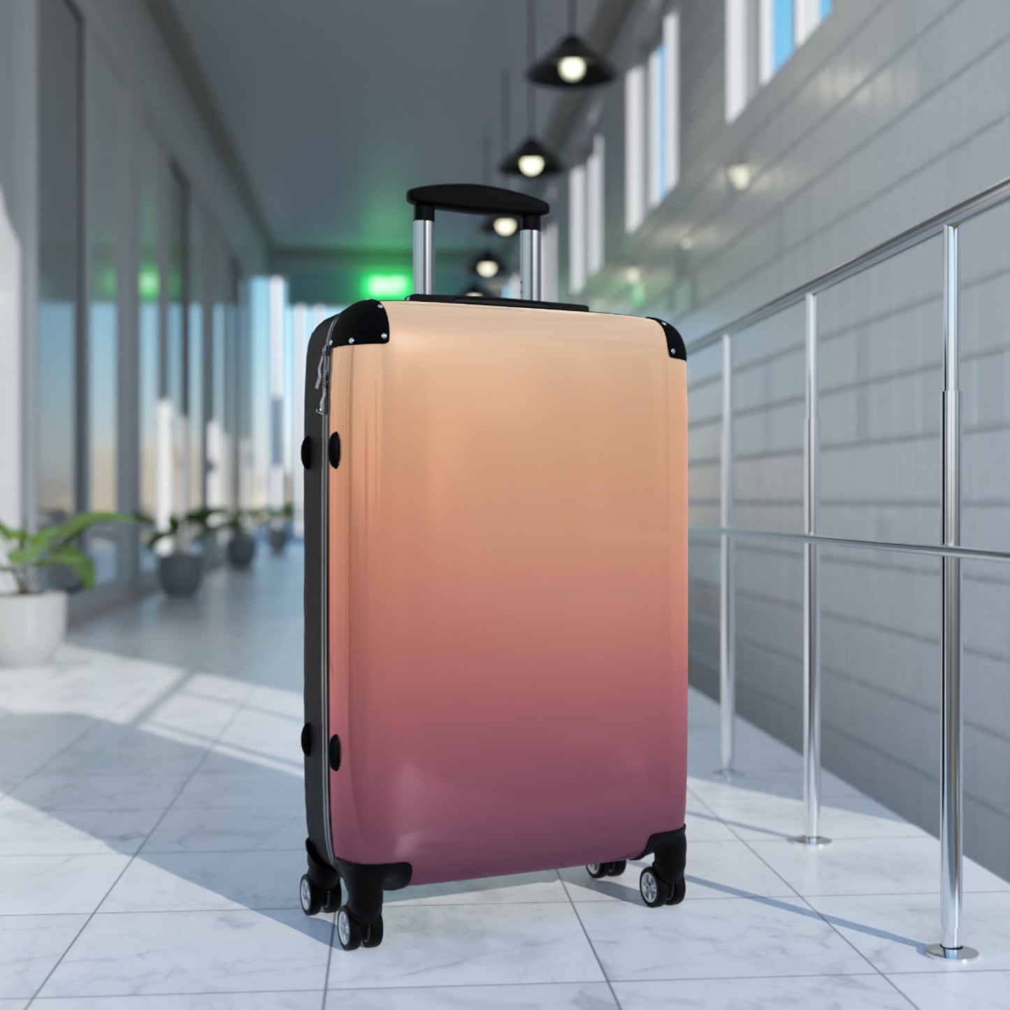 Gradient Ombre Carry-On Suitcase — Sunset Pink to Plum Travel Luggage
