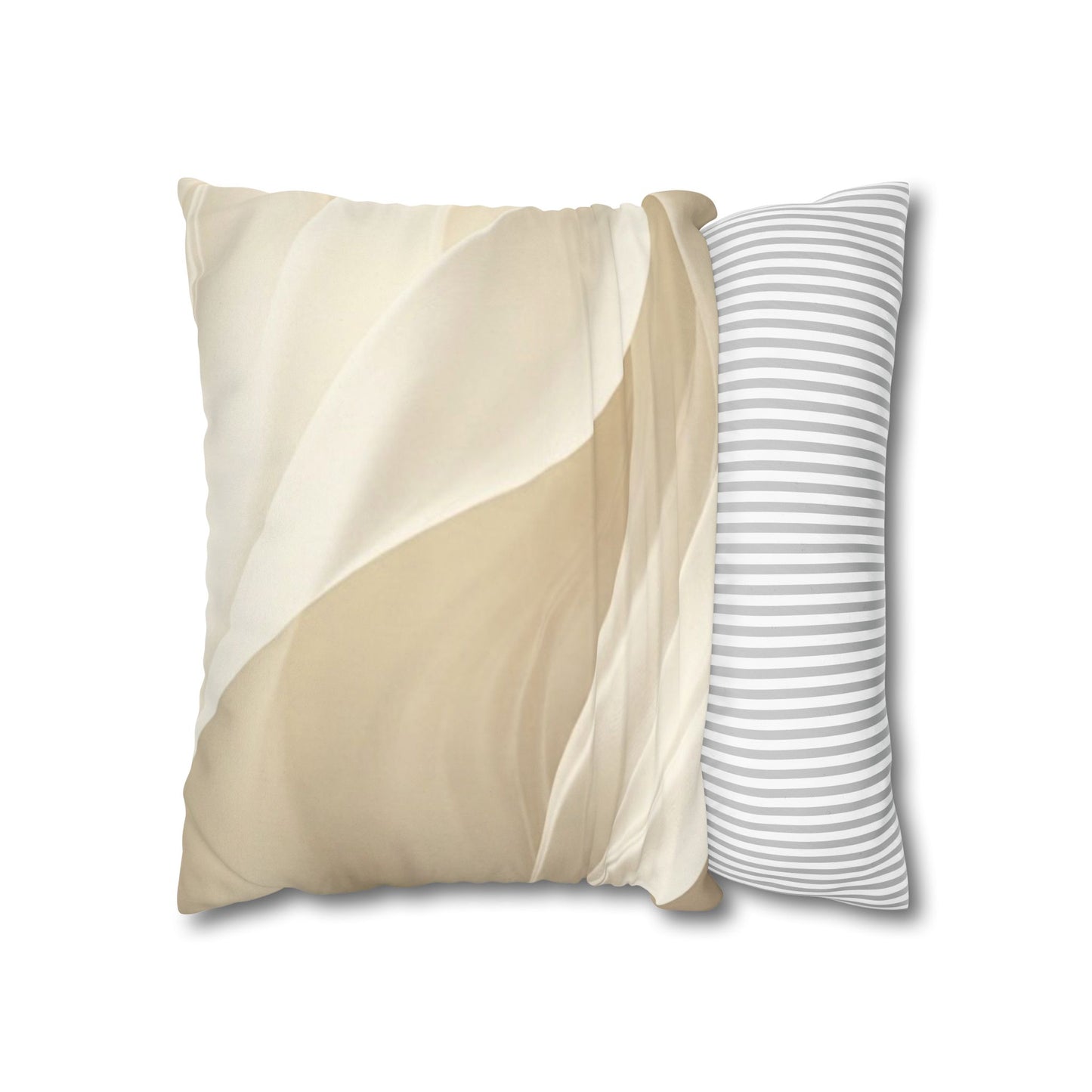 Beige Abstract Wave Pillowcase | Faux Suede Square Pillow Cover