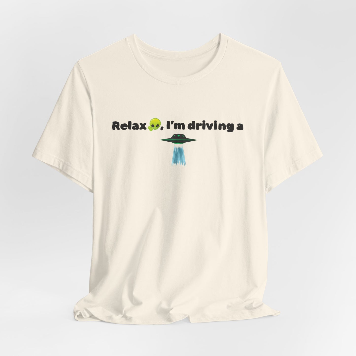 Alien Driving Unisex Tee - Fun Casual Shirt, Gifts for UFO Lovers, Quirky Humor T-Shirt, Perfect for Road Trips, Unique Birthday Present