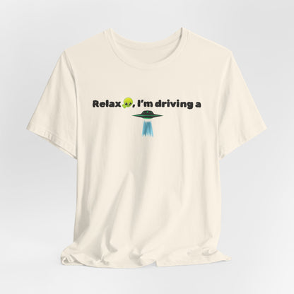 Alien Driving Unisex Tee - Fun Casual Shirt, Gifts for UFO Lovers, Quirky Humor T-Shirt, Perfect for Road Trips, Unique Birthday Present