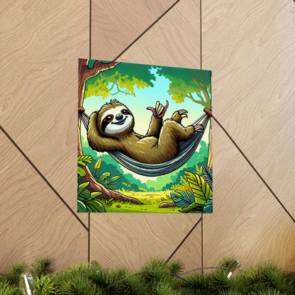 Sloth Hammock Matte Poster — Tropical Relaxation Wall Art