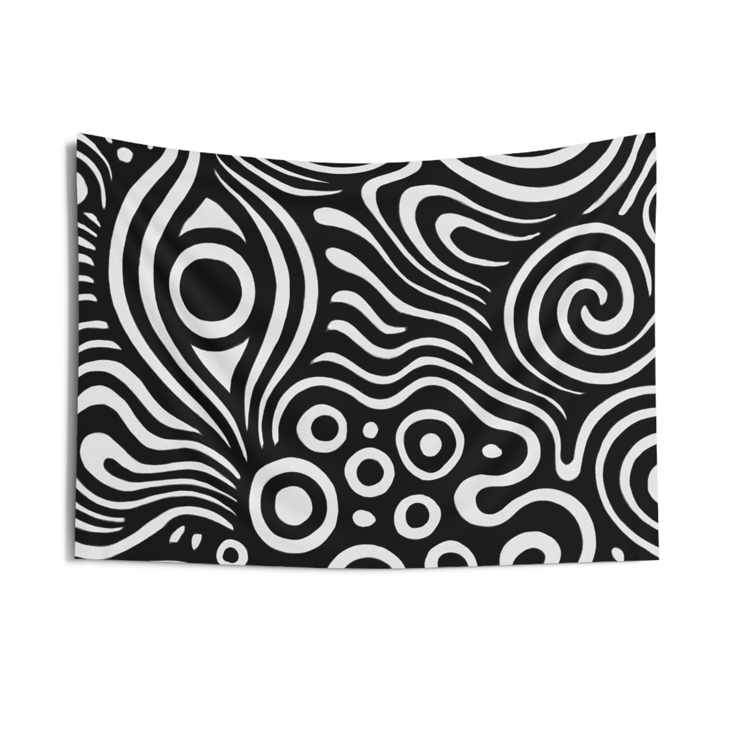 Abstract Swirl Black & White Tapestry — Psychedelic Geometric Wall Art