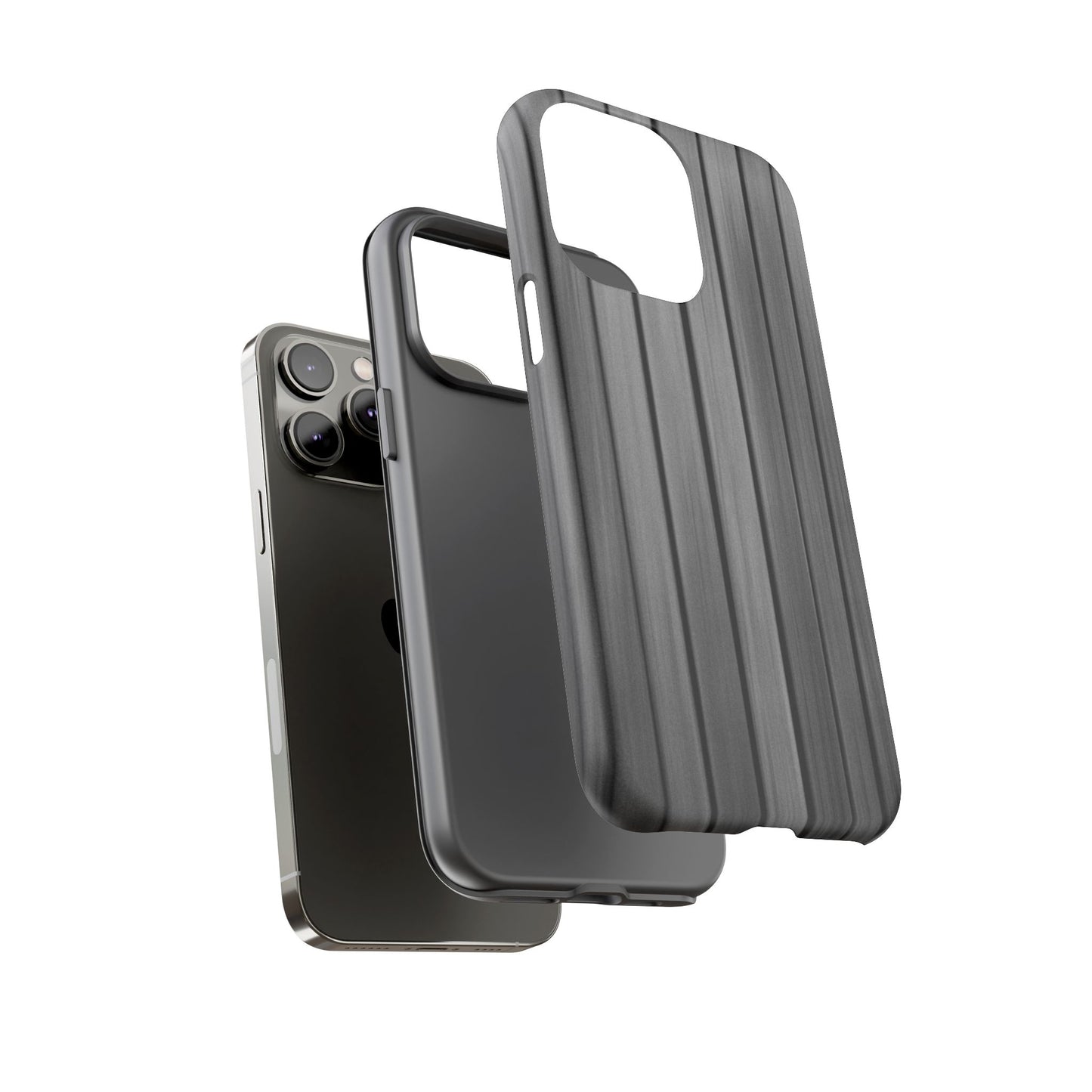 Ribbed metal texture iPhone phone case by Printify with tough protective design for durable smartphone protection.