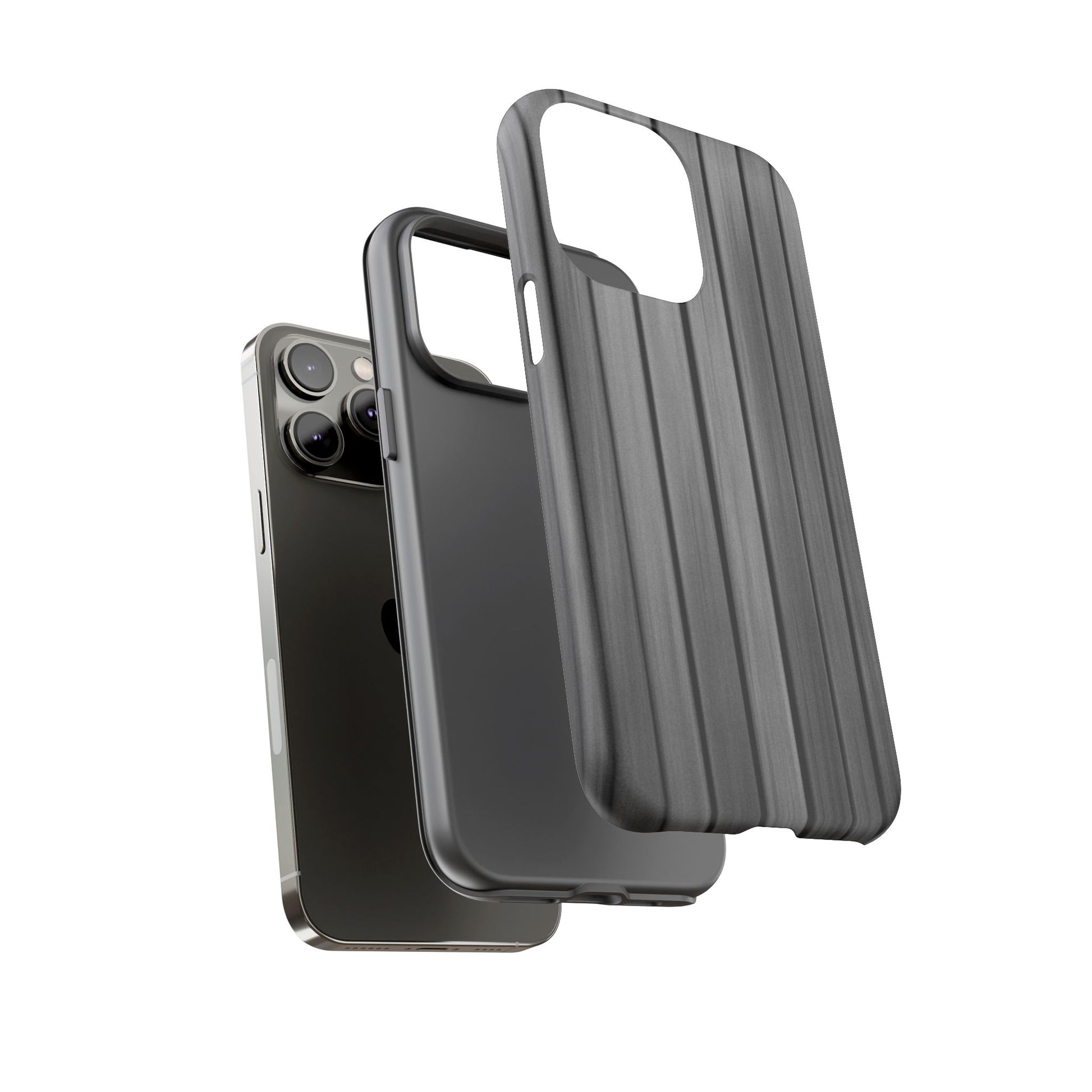 Ribbed metal texture iPhone phone case by Printify with tough protective design for durable smartphone protection.