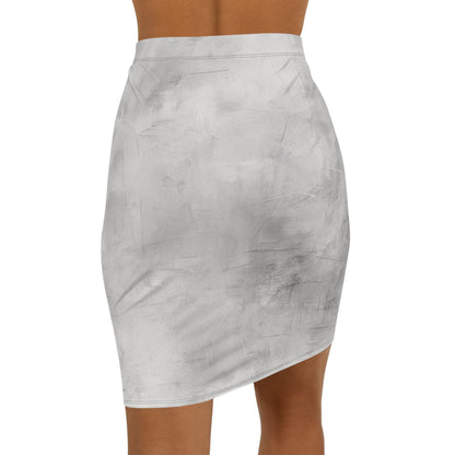 Marble Texture Mid‑Waist Pencil Skirt — Sleek Neutral AOP
