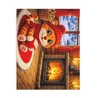 Cozy Cat by Fireplace Puzzle