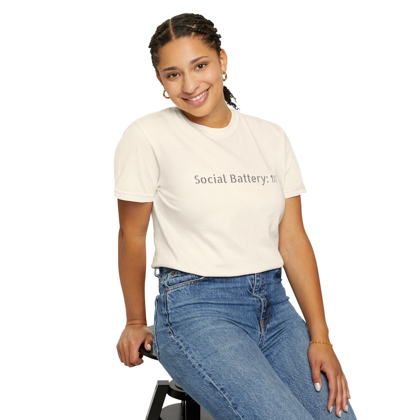 Social Battery 1% T-shirt | Introvert Funny Text Tee