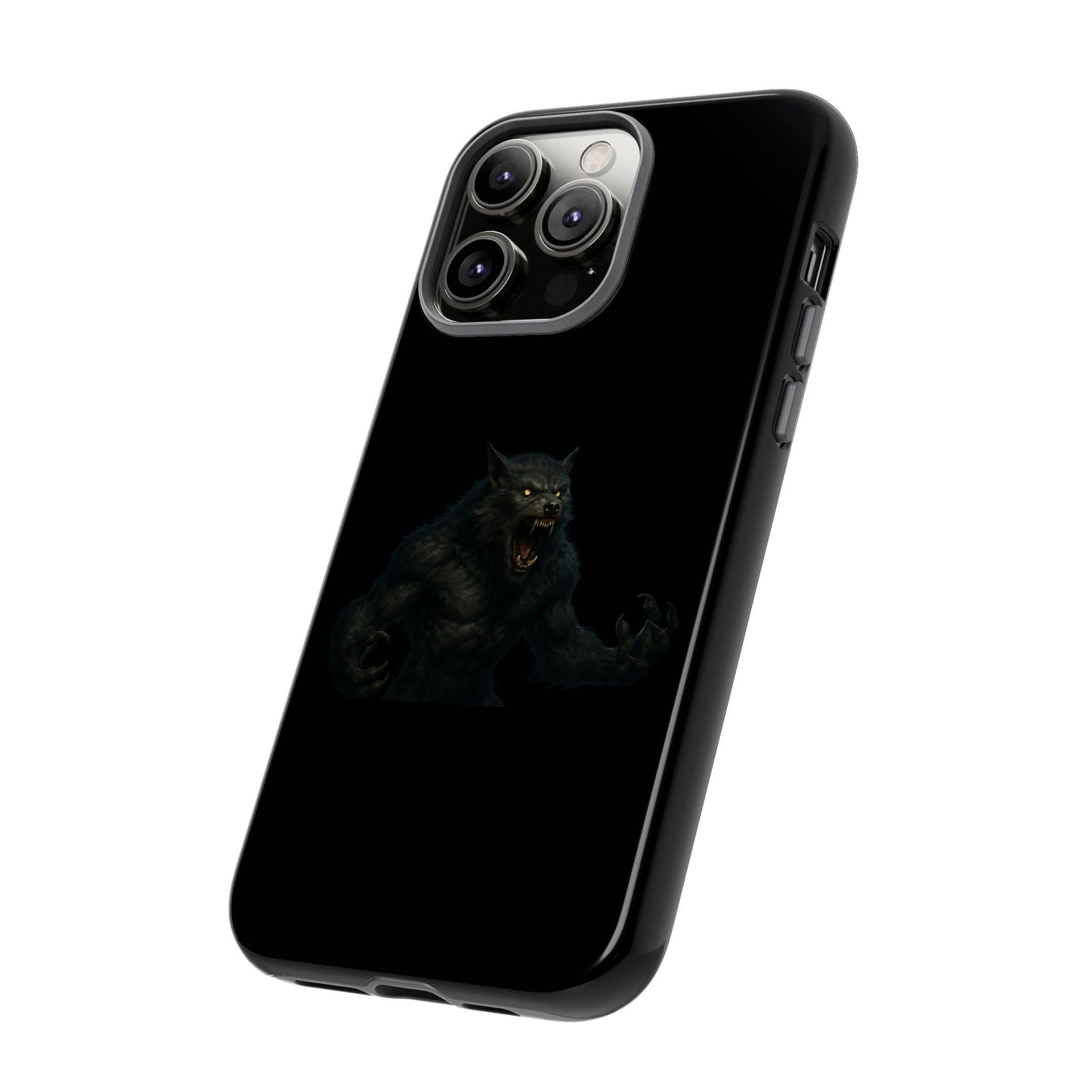 Dark monster graphic werewolf phone case from Printify, tough protective design for smartphones, featuring a fierce werewolf illustration.