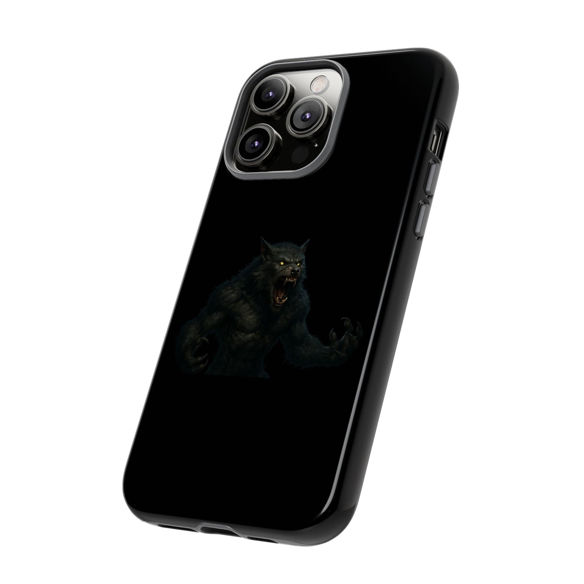 Dark monster graphic werewolf phone case from Printify, tough protective design for smartphones, featuring a fierce werewolf illustration.
