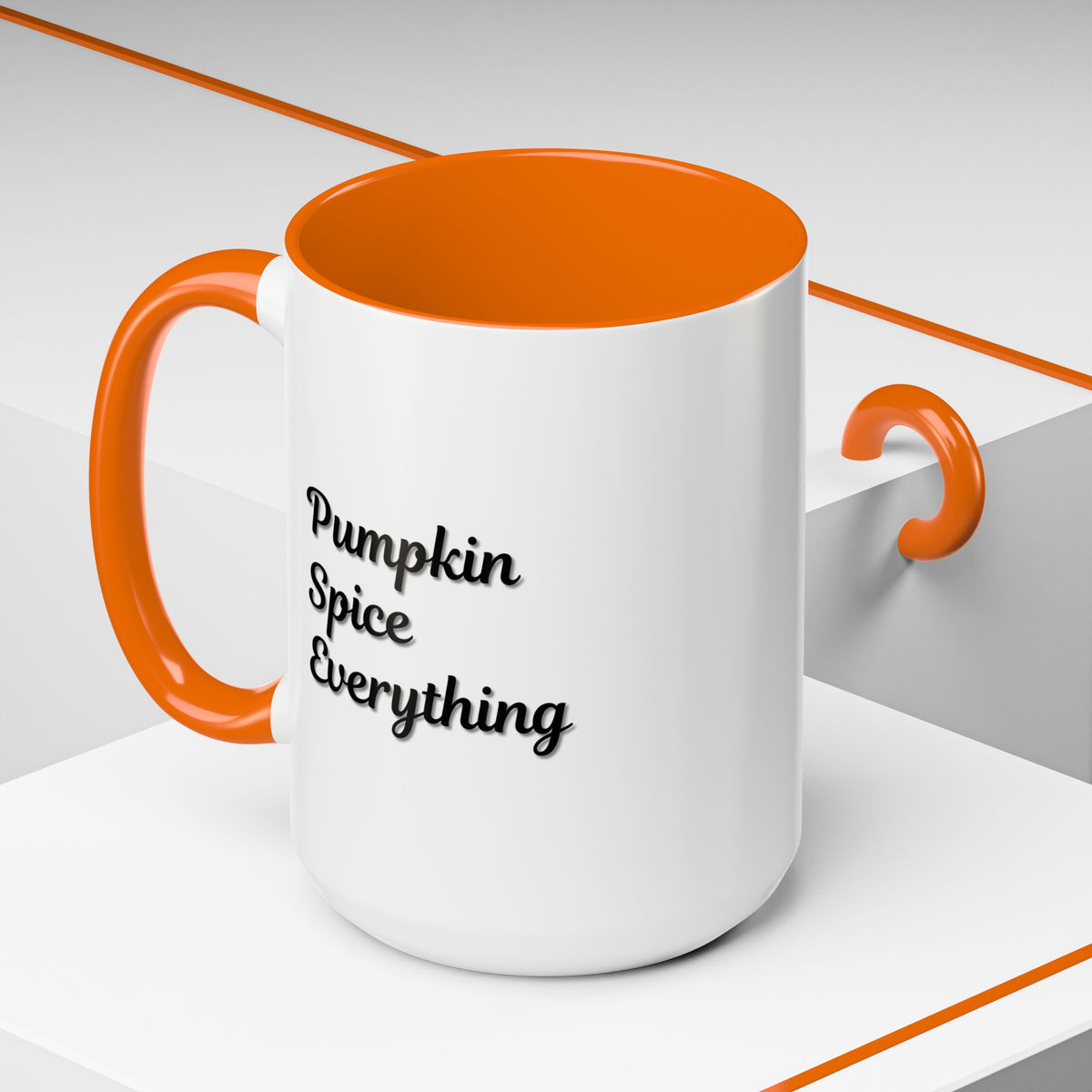 Printify Pumpkin Spice Everything accent coffee mug with fall-themed design, 11oz or 15oz, perfect for seasonal coffee enjoyment.