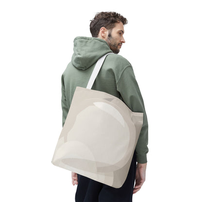 Neutral Abstract Circle Pattern Tote Bag | Minimal Beige AOP Canvas