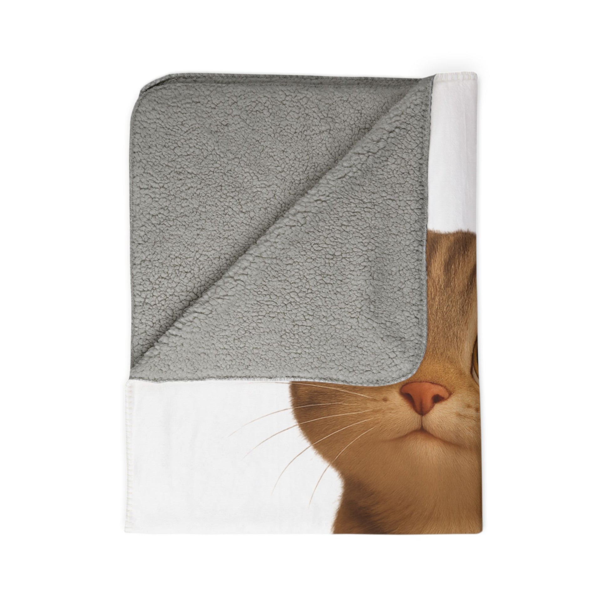 Cozy Cat Sherpa blanket by Printify featuring a warm, plush throw with a cute cat design, perfect for cat lovers.