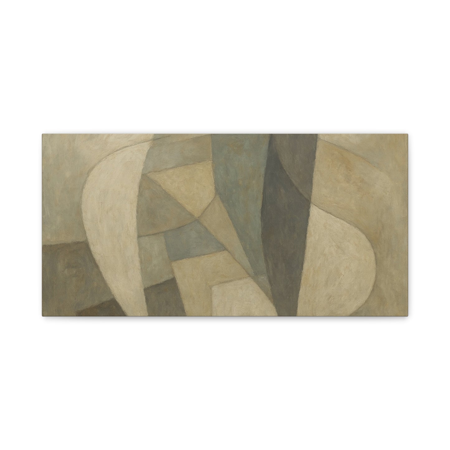 Abstract neutral geometric shapes printed on matte canvas, featuring modern design and neutral tones by Printify.