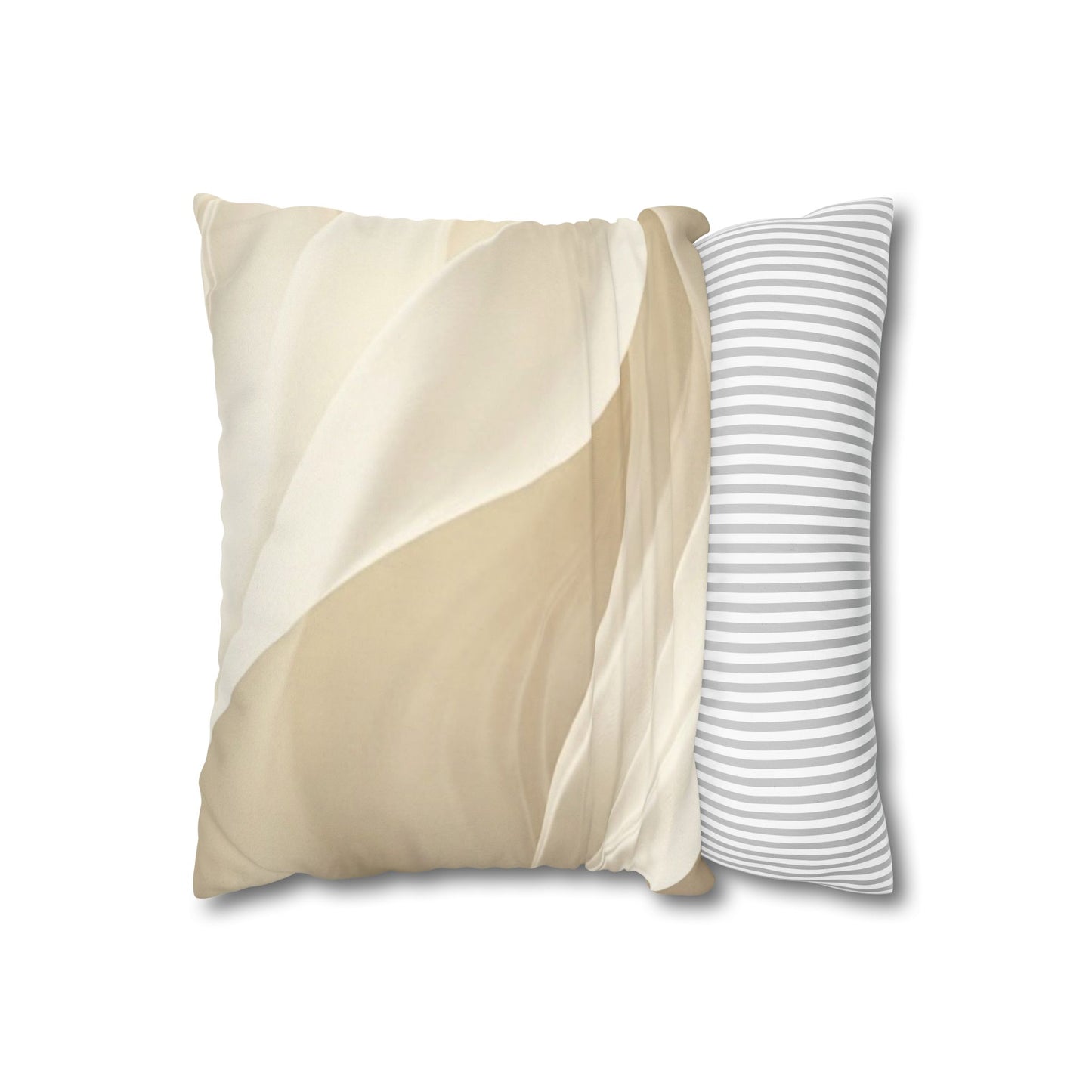 Beige Abstract Wave Pillowcase | Faux Suede Square Pillow Cover