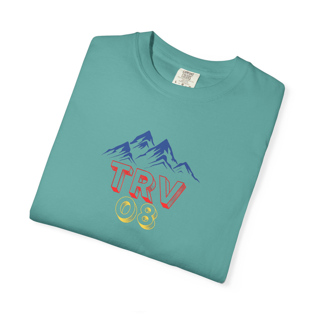 Unisex garment-dyed T-shirt with TRV08 Logo from Printify, featuring a casual fit and soft fabric in natural colors.