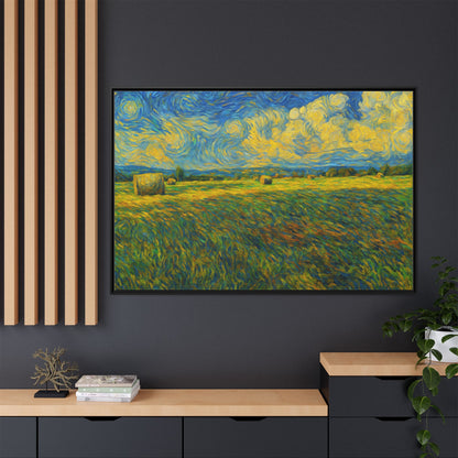 Framed multi-color landscape matte canvas print by Printify showing a scenic outdoor view with vibrant colors and natural details.
