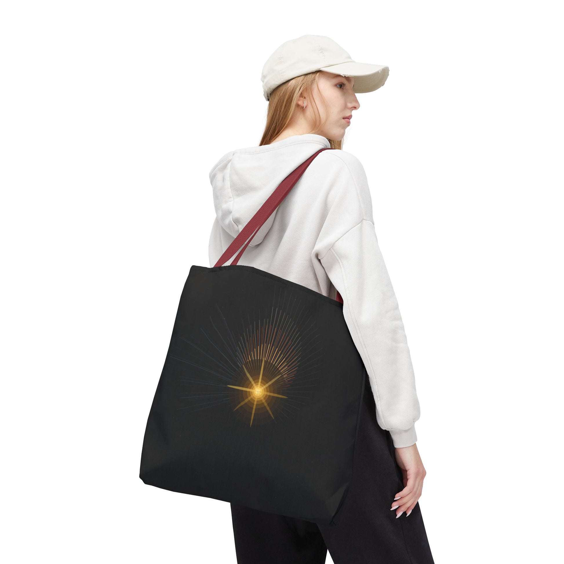 Radiant Starburst Tote Bag | Golden Light Celestial Design - TRV