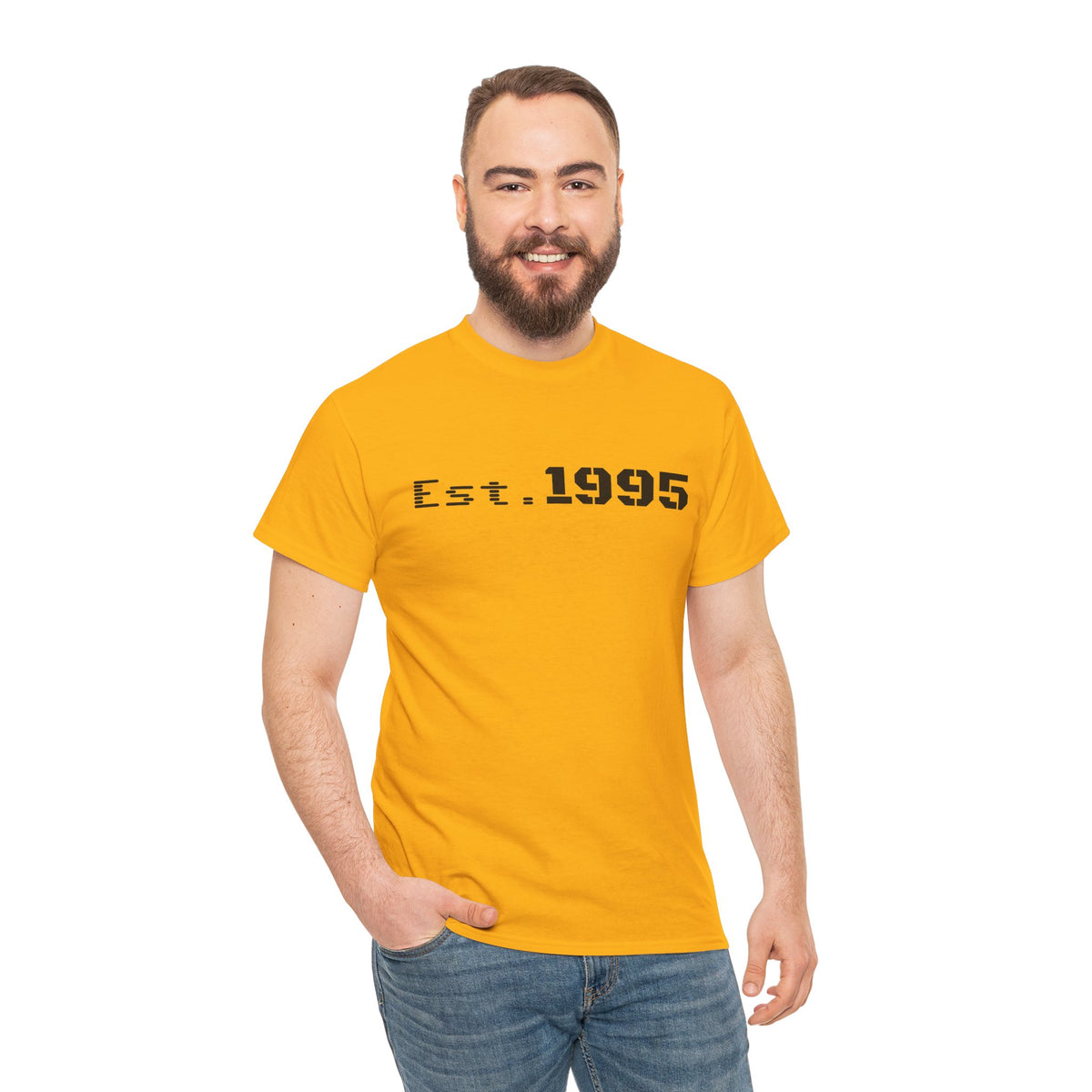 Vintage minimalist "Est. 1995" T-shirt by Printify, featuring a simple birthday design on a classic cotton tee.