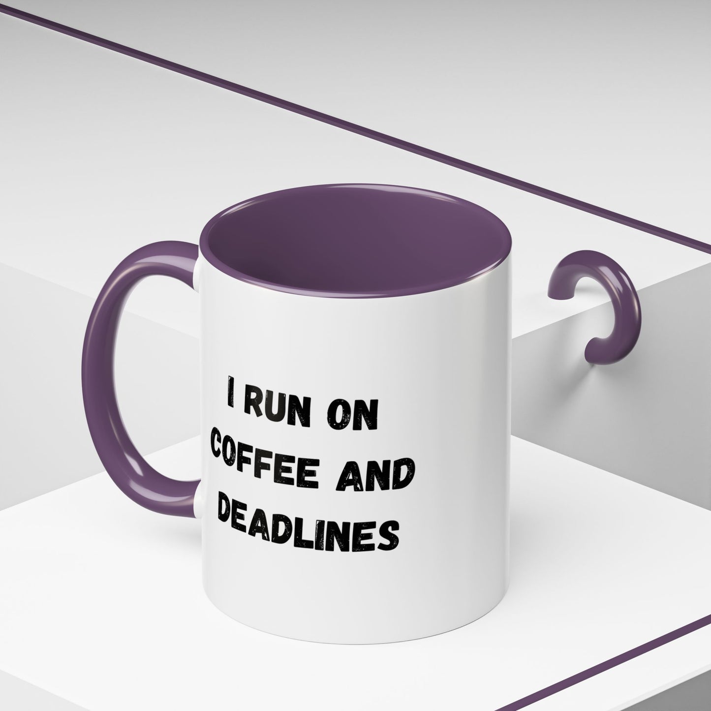 I Run on Coffee and Deadlines Mug, Motivational Coffee Cup, Office Mug, Gift for Writers, Caffeine Lover's Mug, Funny Coffee Cup