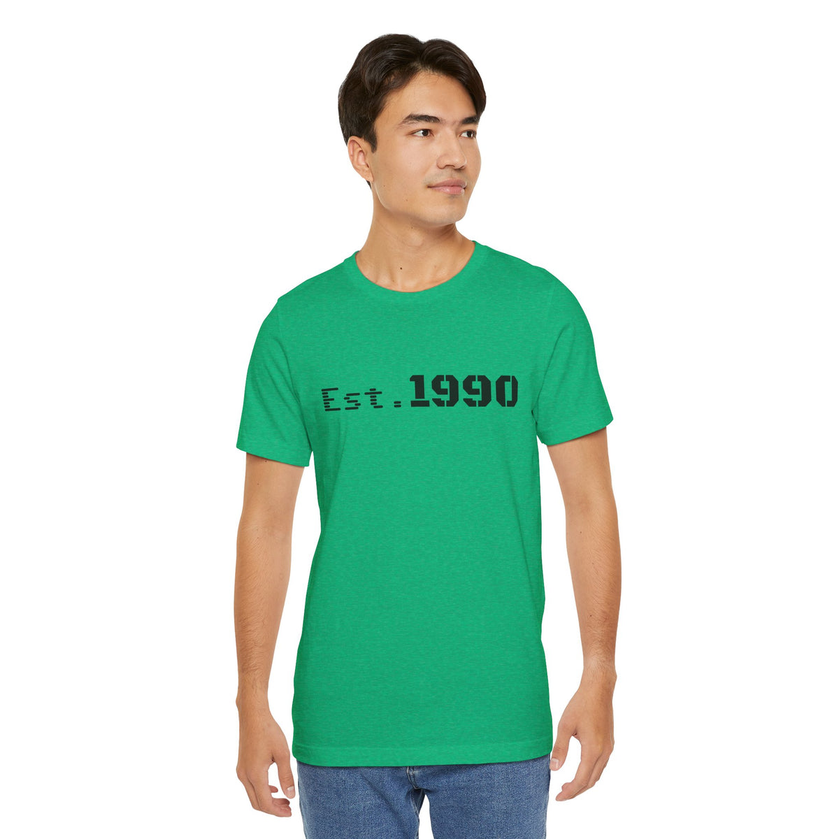 Vintage Est. 1990 T-Shirt by Printify featuring a classic design celebrating the birth year on a casual cotton tee.