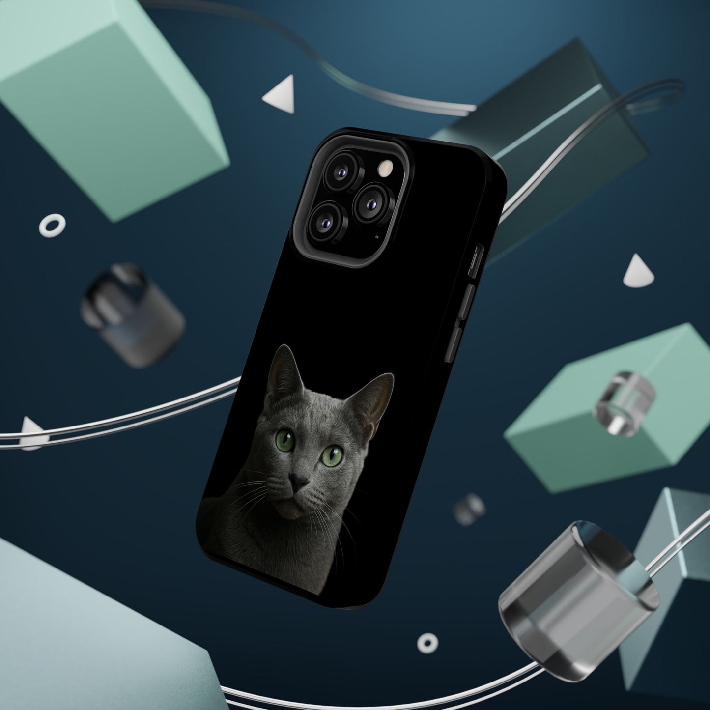 Russian Blue Cat Phone Case — Magnetic Impact-Resistant iPhone Cover