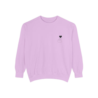 Unisex Garment-Dyed Sweatshirt with Heart Design - Cozy & Stylish