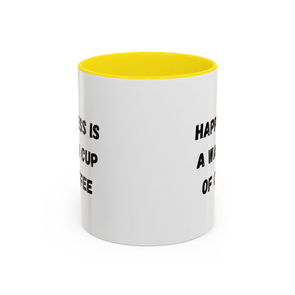 Coffee Mug — “Happiness Is A Warm Cup Of Coffee” Accent Ceramic Mug (11/15 oz)