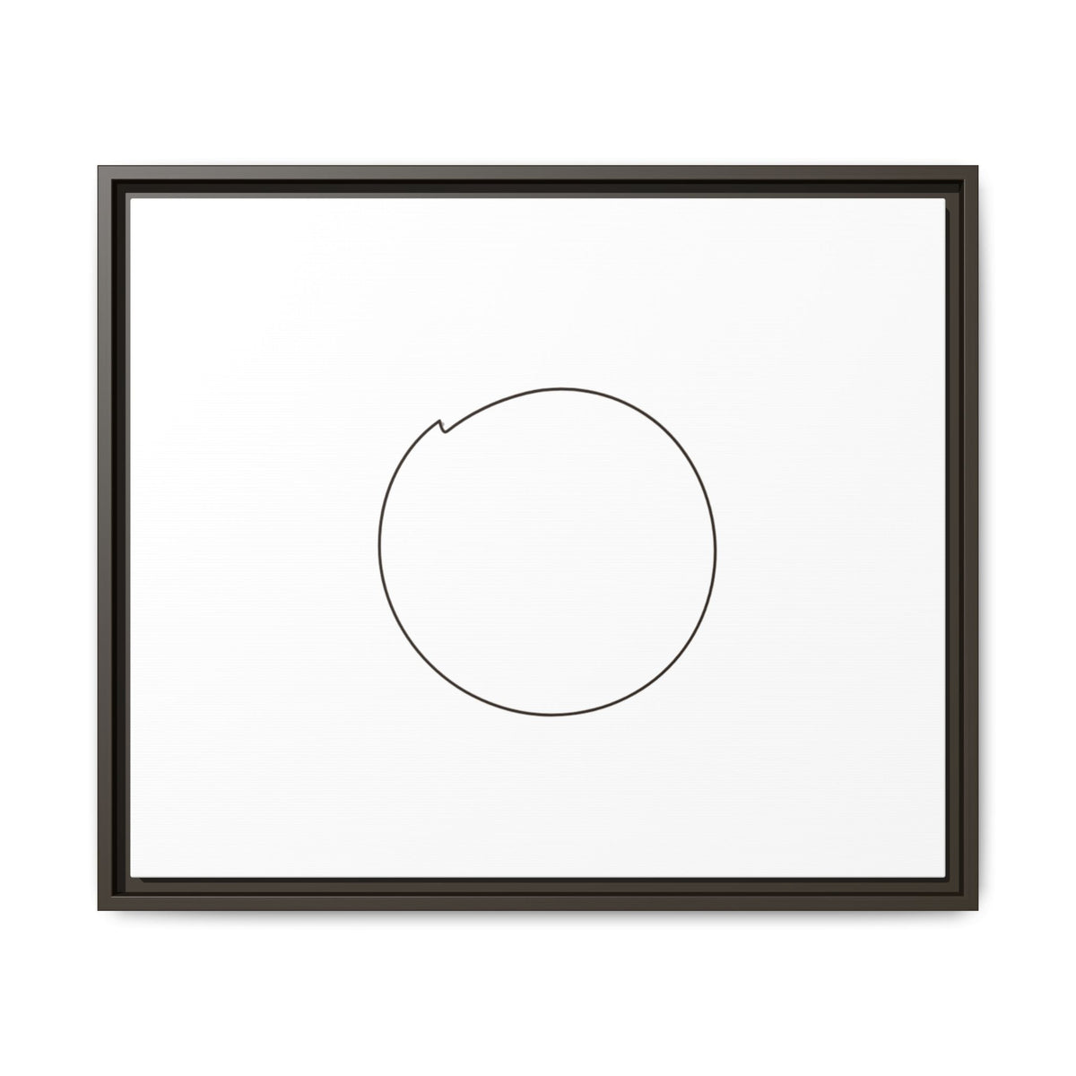 Framed matte canvas wall art featuring a minimal circular line design, by Printify, ideal for modern home decor.