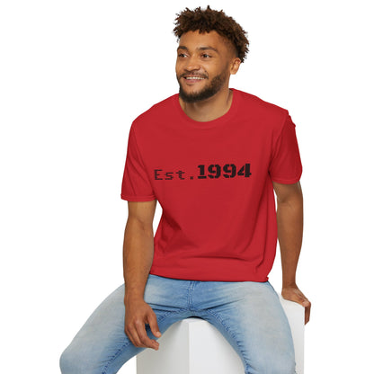 Vintage 1994 Est. graphic T-shirt by Printify featuring retro design and classic Born 1994 style, shown in the image.
