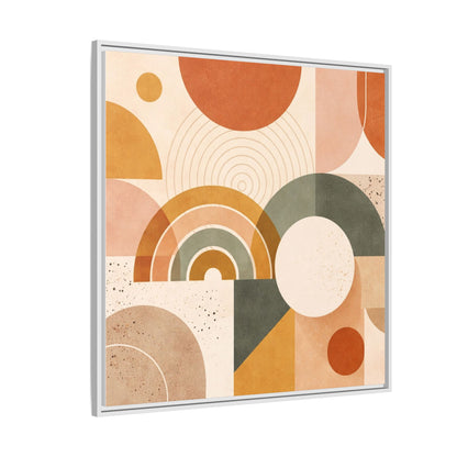Abstract Terracotta Geometric Rainbow Matte Canvas Framed