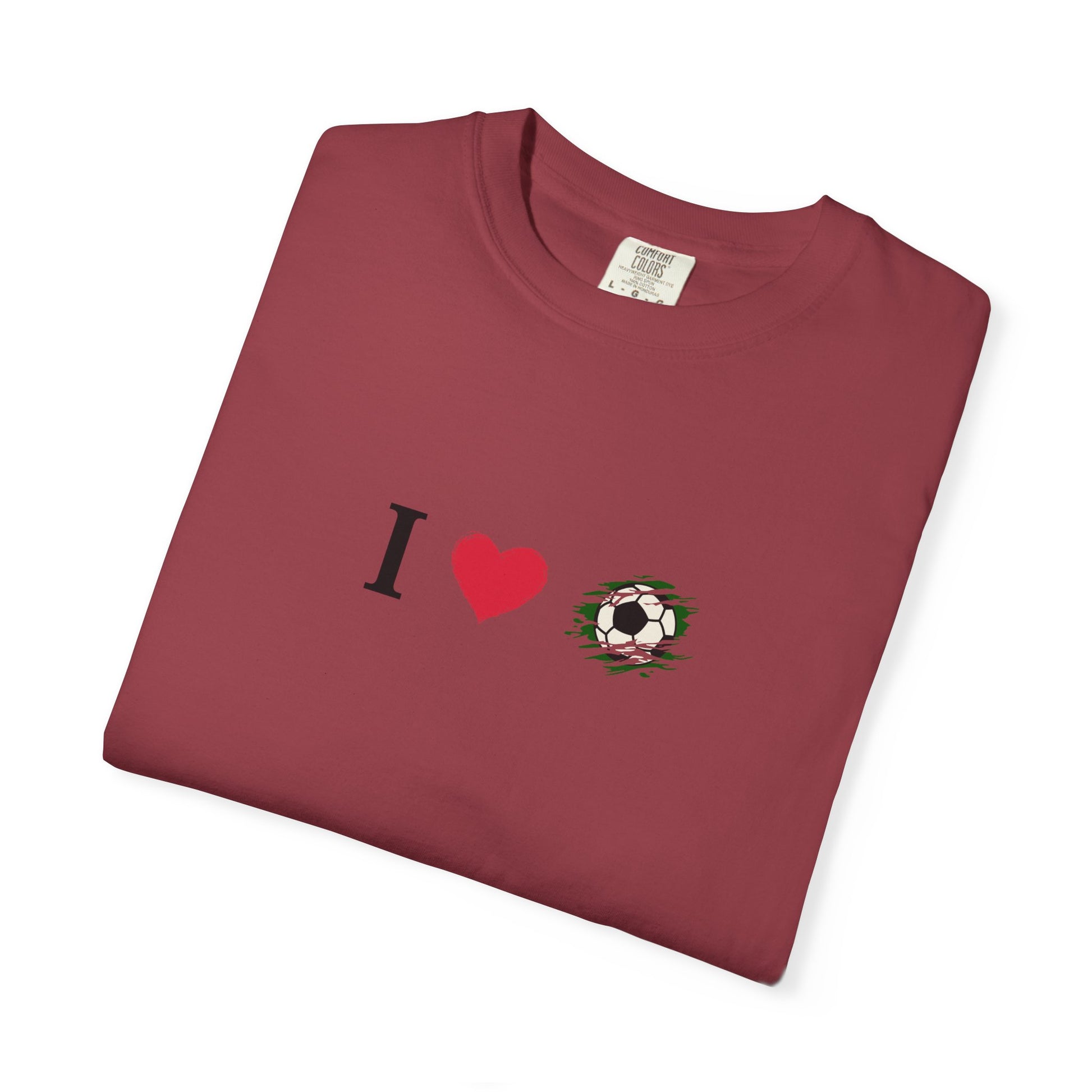 I Love Football (Soccer) Unisex Garment-Dyed T-shirt, Casual Tee, Everyday Wear, Gift for Him/Her, Stylish Apparel - TRV