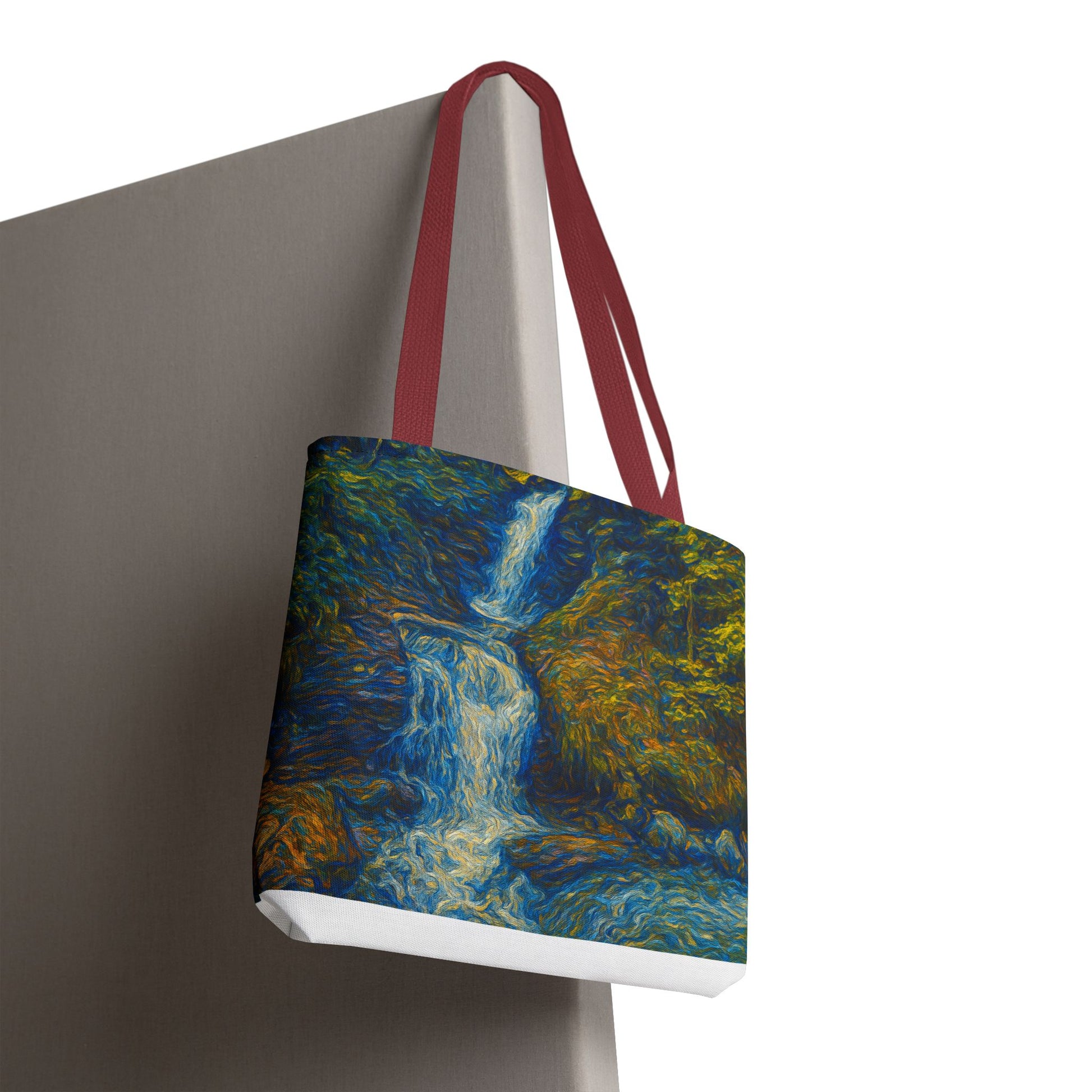 Nature-Inspired Tote Bag, Artistic Eco-Friendly Shopper, Waterfall Design, Reusable Market Bag, Gift for Nature Lovers - TRV