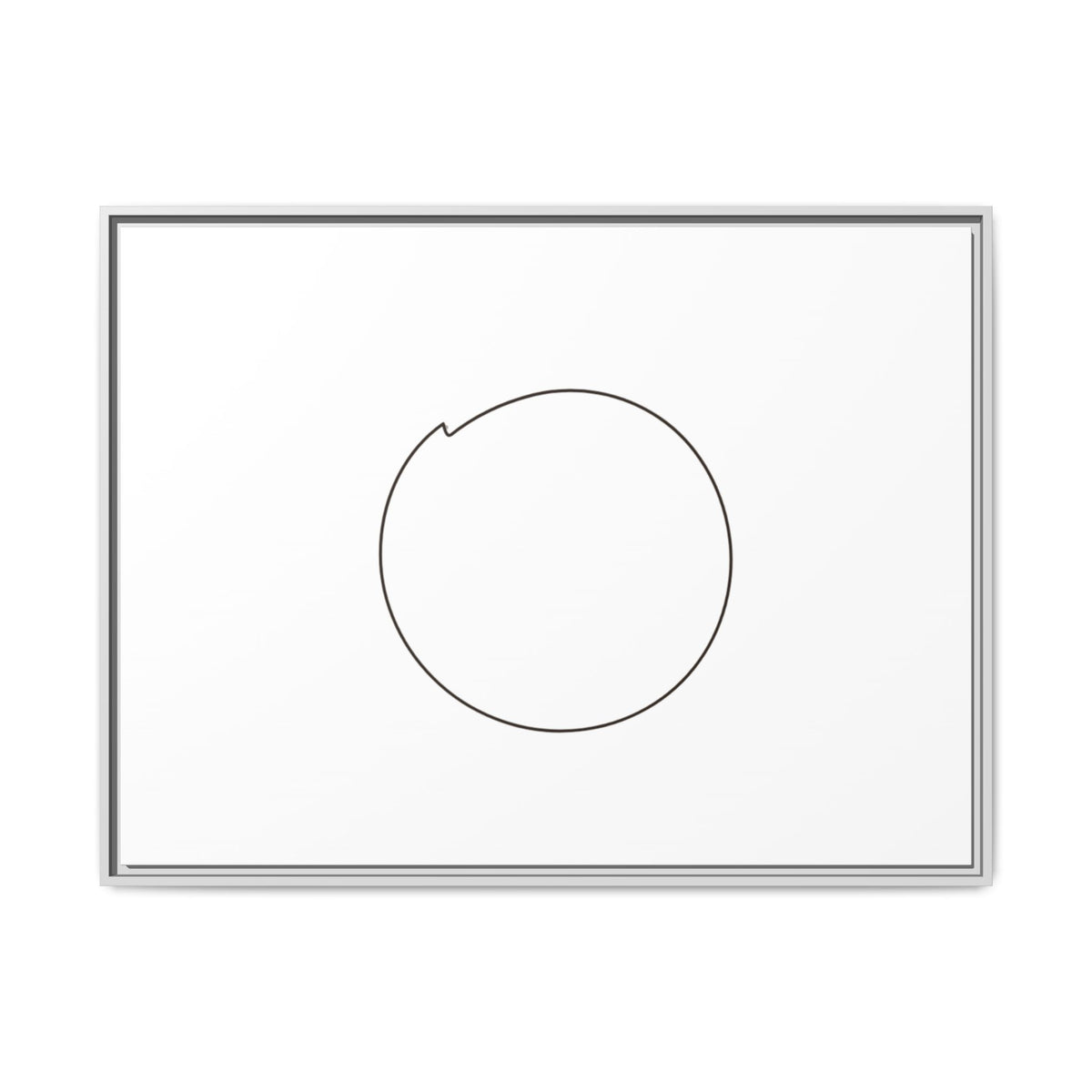 Framed matte canvas wall art featuring a minimal circular line design, showcasing modern abstract artwork by Printify.
