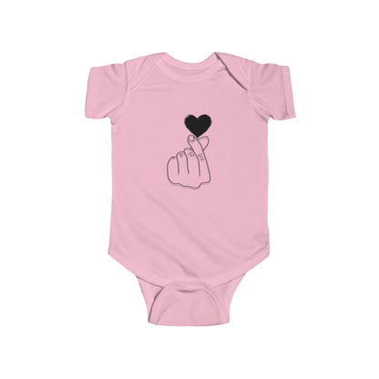 Cute Heart Gesture Infant Bodysuit - Adorable Unisex Baby Outfit for Special Occasions