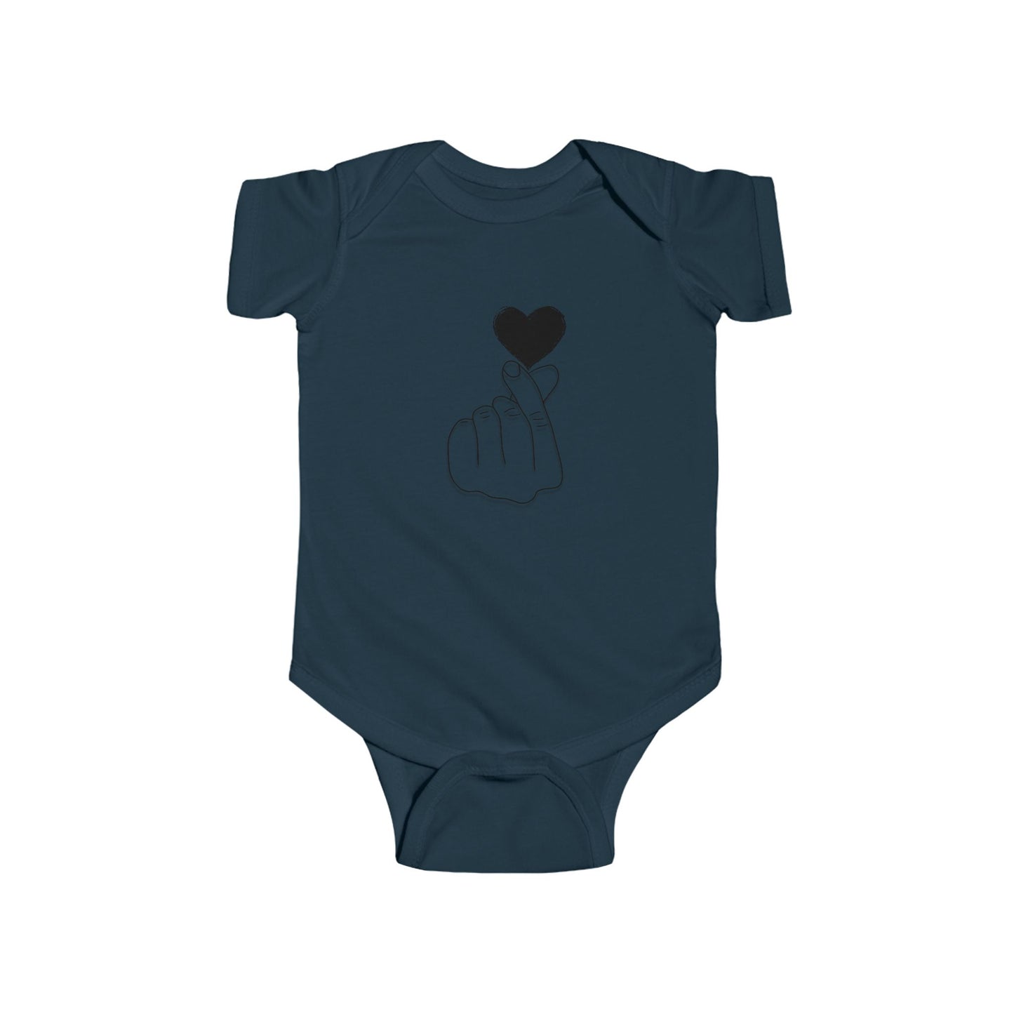 Cute Heart Gesture Infant Bodysuit - Adorable Unisex Baby Outfit for Special Occasions