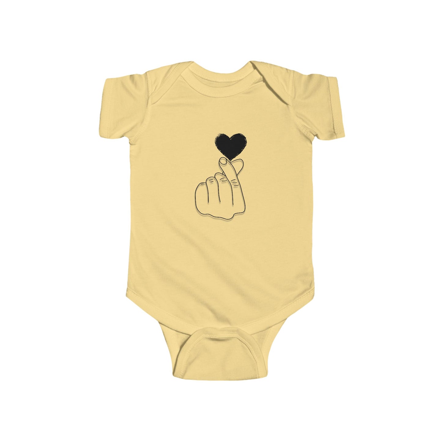 Cute Heart Gesture Infant Bodysuit - Adorable Unisex Baby Outfit for Special Occasions