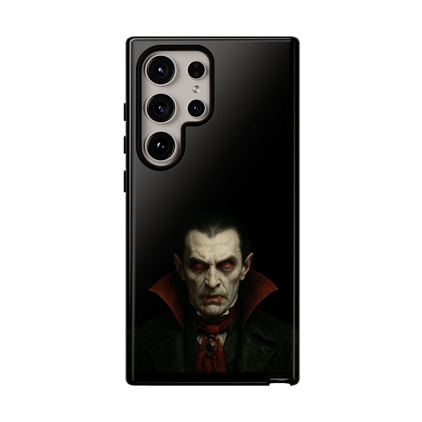 Gothic vampire portrait phone case for iPhone featuring Dracula horror design, made by Printify.