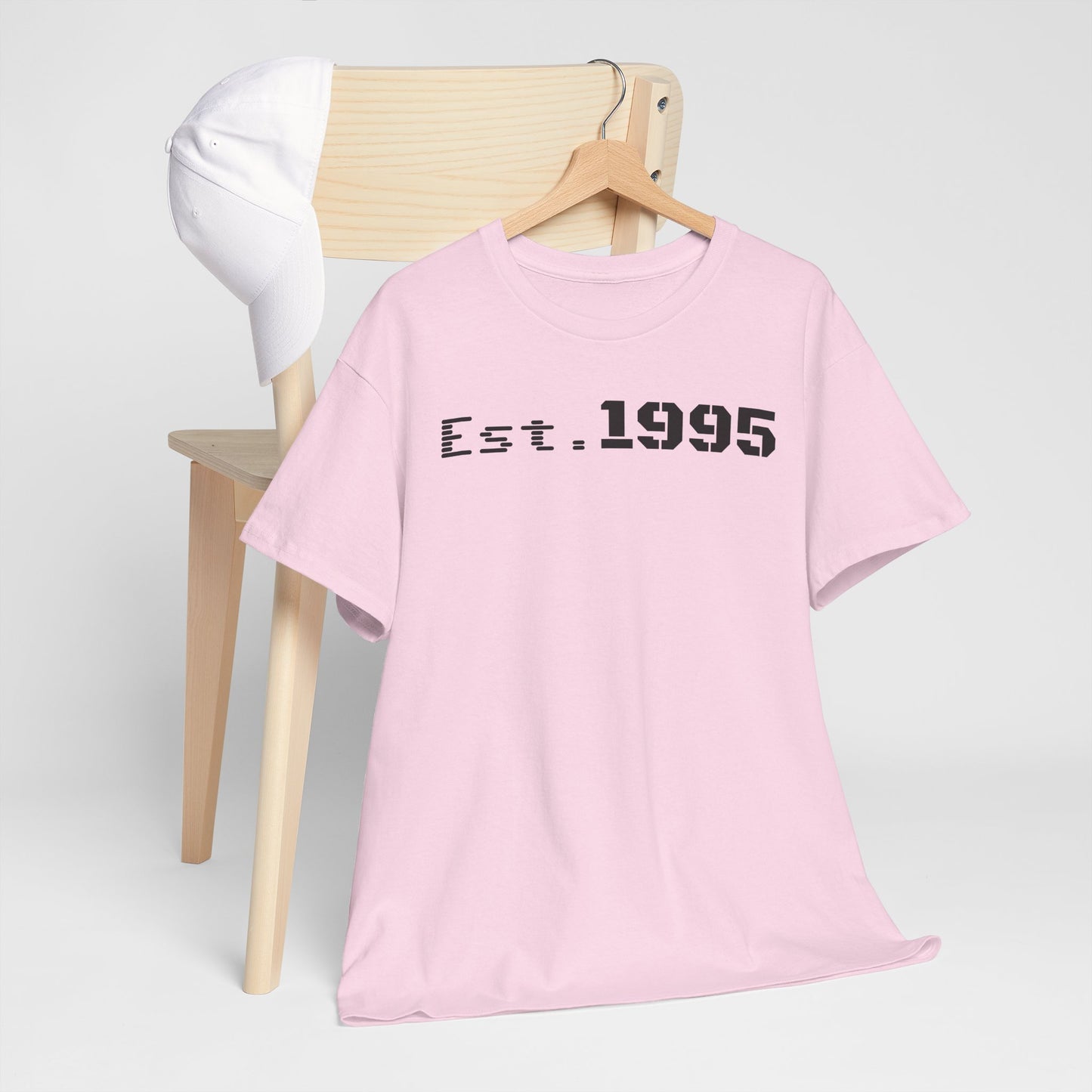 Unisex Heavy Cotton Tee - Est. 1995, Vintage Birthday Gift, Customizable Tee, Retro Unisex Shirt, Casual Everyday Wear