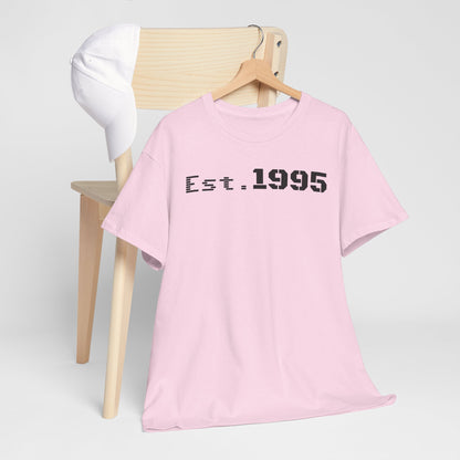 Unisex Heavy Cotton Tee - Est. 1995, Vintage Birthday Gift, Customizable Tee, Retro Unisex Shirt, Casual Everyday Wear