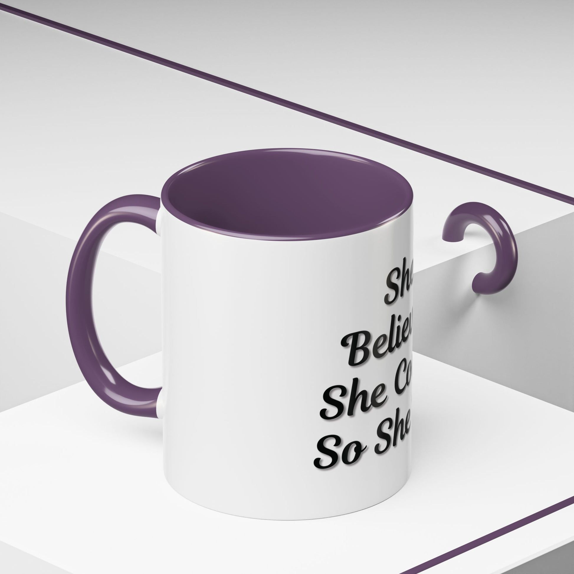 Inspiring Accent Coffee Mug - 'She Believed She Could, So She Did' - 11oz & 15oz - TRV