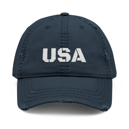Distressed USA Dad Hat, Casual Cap, Vintage Style Hat, Unisex Baseball Cap, Embroidered Hat for Dad, Perfect Gift for Dad's Day - TRV