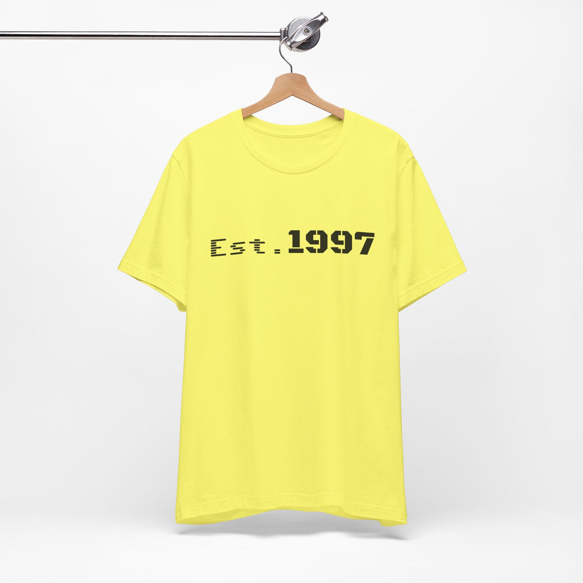 Vintage 1997 Established T-Shirt by Printify featuring classic design and bold "Est. 1997" print on soft fabric.
