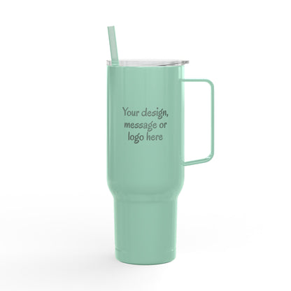 Custom engraved 40oz insulated tumbler with handle, lid and straw - view 14