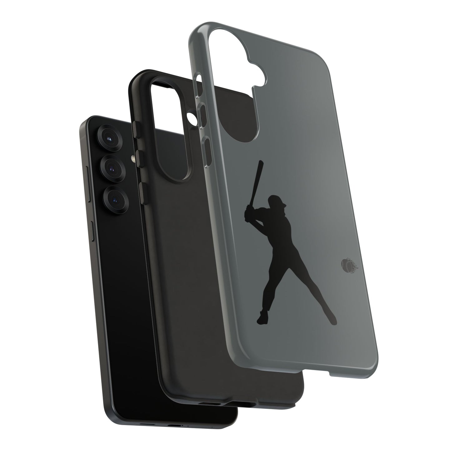 Black iPhone case with baseball silhouette design, protective sporty phone cover for iPhone from Printify.