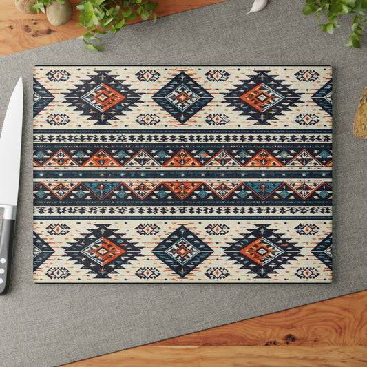 Southwestern Aztec Pattern Glass Cutting Board - view 1