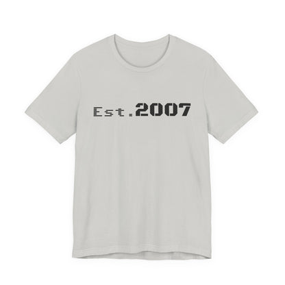 Vintage Est. 2007 T-shirt by Printify featuring a classic design with the established year on a comfortable cotton tee.