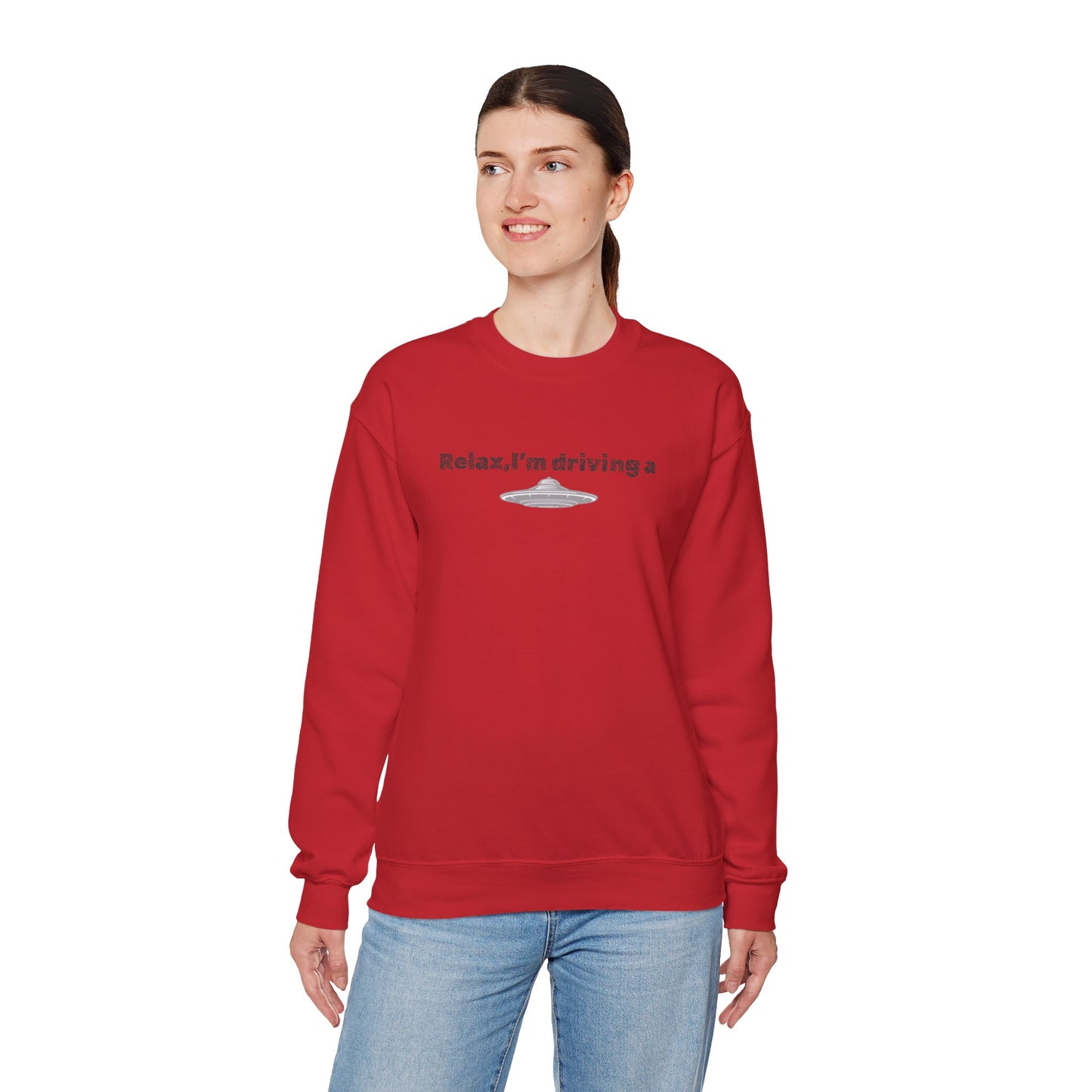 Relaxing UFO Driving Sweatshirt, Funny Gift for UFO Lovers, Unisex Crewneck Pullover, Casual Wear, Space Enthusiast Apparel
