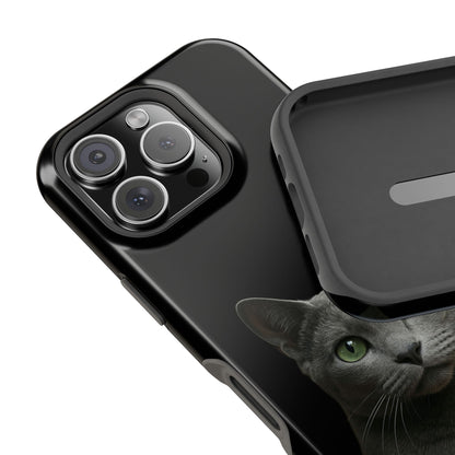 Russian Blue Cat Phone Case — Magnetic Impact-Resistant iPhone Cover